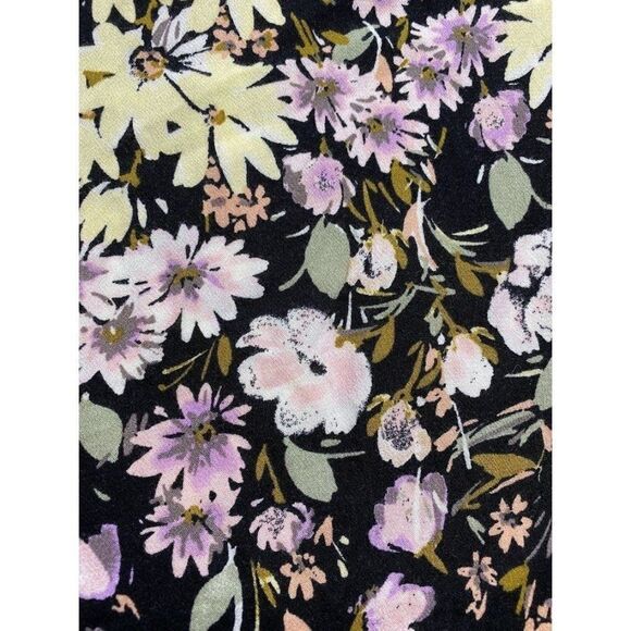 LC Lauren Conrad Black Yellow Pink Floral Flutter Sleeve Pintuck Pleat Top S - Picture 4 of 8